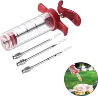 Fleischspritze, bruchsichere Marinadenspritze Fleischinjektor 30 ml für Fleisch mit 3 Edelstahl-Fleischnadeln, Fleischinjektionsspritze für BBQ Smoker