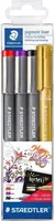 STAEDTLER Pigmentliner 3er Set +GRATIS Metallic-Marker,Etui