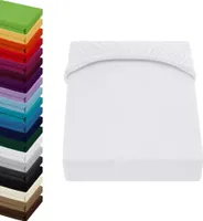 Jersey TOPPER Spannbettlaken 140x200-160x200cm Spannbetttuch für Boxspringbett-Topper Matratzen 100% Baumwolle, Farbe: Weiß