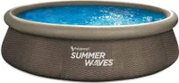 Summer Waves Quick Up Pool aufblasbarer Pool rund Rattanoptik braun Ø 366x76 cm