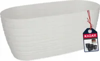 KADAX Blumentopf mit Untersetzer "Temara", Blumenkübel, Pflanztopf aus Kunststoff, Übertopf, oval, 27 cm, Weiß
