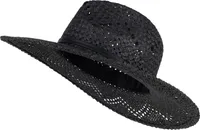 styleBREAKER Uni Panama Strohhut mit breitem Stoff Zierband, Sommerhut Einfarbig, Papierhut, Sonnenhut 04025044