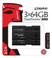 Kingston 64GB USB 3.0 DataTraveler 100 G3, 3er-Pack