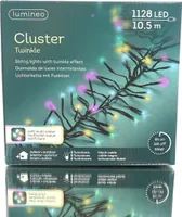 Lumineo LED Lichterkette Cluster Twinkle Bunt 8 Funktionen 1.128 Lichter 10,5 m