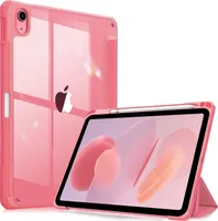 Fintie Hybrid Hülle für iPad (A16) 11 Generation 11 Zoll 2025, iPad 10 Generation 10.9 Zoll 2022 mit Stifthalter - Stoßfeste Schutzhülle mit transparenter Hartschale auf der Rückseite, Pink