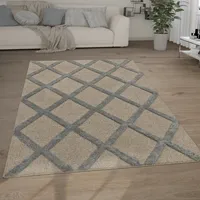 Hochflor Teppich Wohnzimmer Shaggy 3D Optik Ethno Boho Vintage Look Weich Grösse 120x160 cm