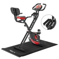 Ergometr rowerowy KM-Fit 2w1 z wyświetlaczem LCD, składany rower fitness, mata ochronna na podłogę i uchwyt na telefon komórkowy