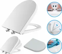 WC-Sitz mit Absenkautomatik U Form Toilettendeckel Antibakterieller Toilettensitz Klobrille Klositz Klodeckel Duroplast Softclose Weiß