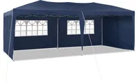 CLIPOP Faltpavillon, 3x6 Partyzelt, UV-Schutz Gartenpavillon mit 4 Seitenteilen,Blau