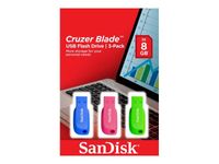 Sandisk USB Stick Cruzer Blade USB Flash Drive 3pack 32GB, Typ-A, 2.0, Ohne Deckel, Blau, Grün, Pink