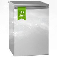 Bomann® Kühlschrank ohne Gefrierfach mit 133L Nutzinhalt und 3 Ablagen, Kühlschrank klein mit Gemüsefach & wechselbarem Türanschlag, Tischkühlschrank leise mit LED Innenbeleuchtung - VS 2185.1 inox