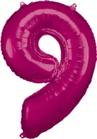 Balon foliowy cyfra 9 różowa 60x86cm