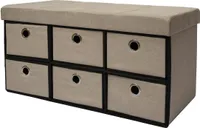 Faltbare Sitzbank 76x38x38cm inkl. 6 Schubladen Sitztruhe 80L Polsterbank Grau