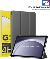 Schutzhülle + 2x 4H Displayfolie für Samsung Galaxy Tab A9+ Plus 2023 11 Zoll Cover Case Schutz Tablet Farbe: Grau