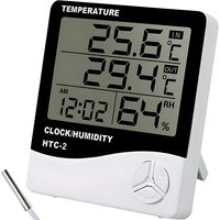 Digital Thermometer Hygrometer mit Sensor Innen Uhr Temperatur Luftfeuchtigkeitmessgerät Messung Temperaturmessung Messwerten Celsius Fahrenheit Retoo