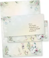 Tatmotive Flöckchen 100 Sets Weihnachtsbriefpapier Briefpapier Weihnachten mit Umschlag ohne Fenster, Weihnachtspapier A4