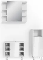 Vicco Badmöbel-Set Fynn, 3 Teile, mit Midischrank, Weiß Hochglanz