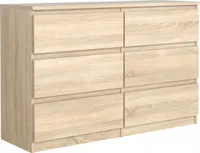 Kommode - mit 6 Schubladen in Sonoma Eiche / Verschiedene Farben und Großen, 120 x 39 x 78 cm