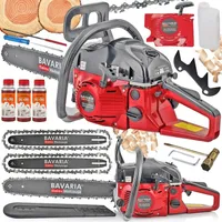 Benzin Kettensäge Motorsäge 5,5PS Motorkettensäge 52ccm 2x Ketten 2x Schwerte 300ml Öl XXL SET