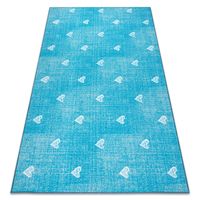 Teppich für Kinder HEARTS Jeans, vintage Herzen - türkis Blau 200x400 cm