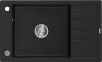 Mexen Elias 1-Becken-Granitspüle mit kurzer Abtropffläche 795 x 480 mm, Schwarz - 6511791005-77