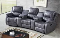 Happy Home 3-Sitzer Relaxsessel Home Cinema Polstergarnitur mit Getränkehaltern Ablagefach Fernsehsessel Polstersessel Sessel Grau 310 × 100 × 101
