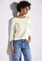 Street One 3/4 Shirt 'Strick-Look Shirt', A322946, off white, Gr. 42
