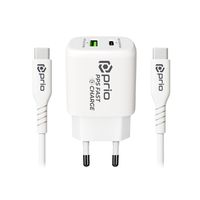 prio Lade- und Set (30W Ladegerät + USB C - USB C Kabel) weiß