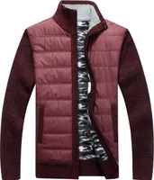ASKSA Herren Stehkragen Strickjacke Warm Fleece Gestrickt Cardigan Wintermantel mit Reissverschluss Mantel, Rotwein, 3XL