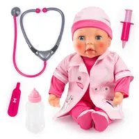 Bayer Design 93878AA Doktor Puppe interaktiv, Babylaute, rote Wangen, viel Zubehör, rosa