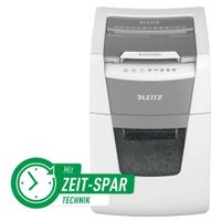 LEITZ IQ Autofeed Small Office 100 Aktenvernichter mit Partikelschnitt P-4, 4 x 28 mm, bis 100 Blatt, weiß