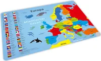 stabiles Vinyl Tischset - Europa mit Flaggen und Hauptstädten