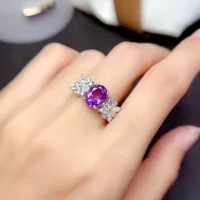 Exquisiter Damenring mit Öffnung, verstellbarer Fingerring aus Kunstkristall-Amethyst, Partyzubehör