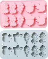 2 Stück Eichhörnchen Eichelblatt Kuchenform Silikon Backform Pralinen Wackelpudding Seife Wachsmalstift Schmelzform Eiswürfelform