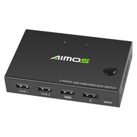 AIMOS AM-KVM201CC 2-Port HDMI KVM-Umschalter Manuelle Steuerung Drucker USB Automatischer Satz Tastatur- und Maussteuerung 2 Hosts 4K HD