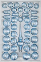 39 tlg. Glas-Weihnachtskugeln Set in Ice Blau Silber Komet