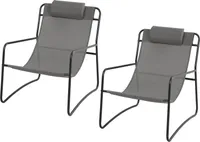 SVITA 2er Set Outdoor Relaxsessel Gartenstuhl mit Kissen Liegestuhl Dunkelgrau
