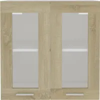 vidaXL Wisząca szklana szafka dąb sonoma 60x31x60 cm materiał drewnopochodny