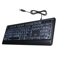 Kabelgebundene Tastatur mit Hintergrundbeleuchtung (große Größe, große Schrift), geeignet für Senioren oder Menschen mit Sehproblemen