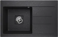 Granitový dřez Vestavný dřez s odkapávačem Qube 1.0 Graphite black Right Siphon 10374