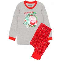 Peppa Pig - Schlafanzug für Jungen - weihnachtliches Design NS6635 (92) (Rot/Grau)