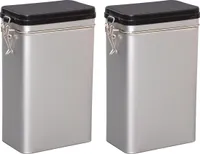 tea4chill Teedosen / Kaffeedosen / Vorratsdosen Set „Silver Classic“, 2 Dosen je 500g, Bügelverschluss