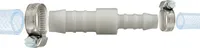 tecuro Schlauchverbinder reduziert Ø 10 mm x Ø 14 mm, mit Edelstahlschlauchschellen - Nylon weiß