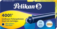 15 Pelikan Großraum Tintenpatronen 4001® / Füllerpatronen / Farbe: blau-schwarz