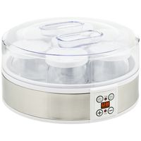 HOMCOM Joghurtbereiter Joghurtmaschine mit 48 Stunden Timer, Joghurt-Maker mit Temperatur-Einstellung, 7 Gläser à 180 ml, automatischer Abschaltung, 20 W, Weiß