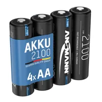 ANSMANN Akku Mignon AA, 2100 mAh 1,2V, 4 Stück,  geringe Selbstentladung
