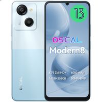 OSCAL Modern8 Smartphone Ohne Vertrag, 6.75 Zoll Android 13 Handy, 8+256GB (Erweiterbar), 50MP Kamera, 6000 mAh Akku, 4G Dual SIM, Fingerprint, Blau