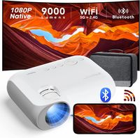 Yoton Y7 Mini Beamer 9000Lumen 5G Wifi Bluetooth, 4K Unterstützt, Full HD 1080P Native Projektor, Kompatibel mit Laptop/PC/Smartphone