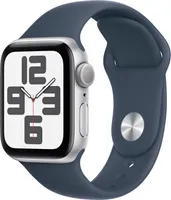 Watch SE GPS, 44 mm Aluminiumgehäuse Silber, Sportarmband Sturmblau – M/L