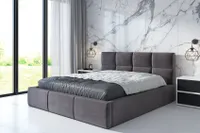 Polsterbett  RADIC -OM 140x200 cm mit Bettkasten und Lattenrost. Farbe: Grau